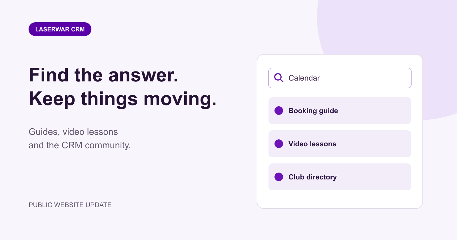 Find a guide. Meet the clubs. Five refreshed sections of the CRM website